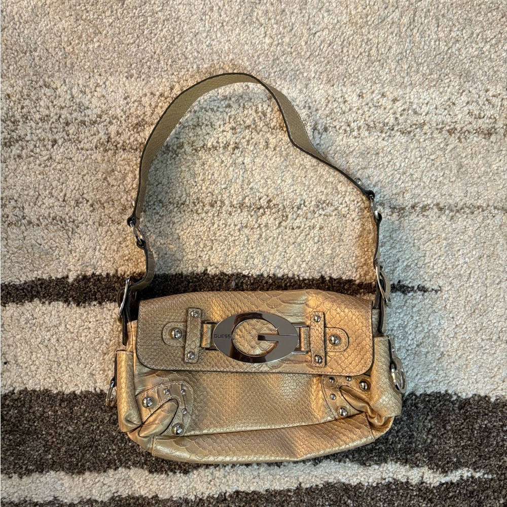 Y2K gold guess vintage purse